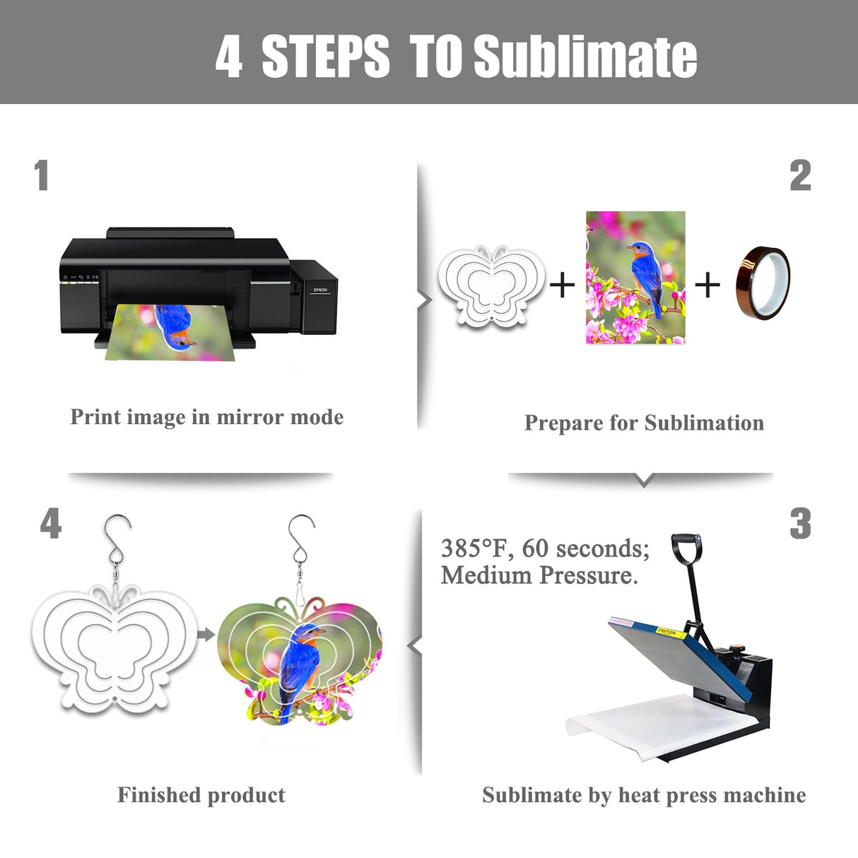 WindMage 12 Pack 4inch Sublimation Wind Spinner Blanks 3D Aluminum Metal Wind Sculpture Kinetic Spinners for Yard Garden Indoor Art Ornaments Xmas Hanging Decoration (Butterfly) WindMage