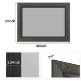 YOSHOOT Rustic Wooden Framed Wall Mirror, 48"x30", Natural Wood and Iron Bathroom Vanity Mirror for Farmhouse Decor, Vertical or Horizontal Hanging YOSHOOT