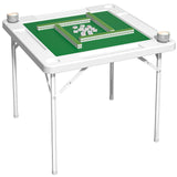 HXBOAUVS 35.4" Square Folding Card Table with Green Felt Surface - Multi-Game Mahjong Table, Domino and Poker Tables for 4 Players, Portable Design with Built-in Cup Holders for Home & Party Use HXBOAUVS