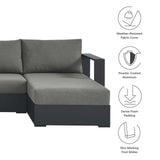 Modway Tahoe Aluminum 4-Piece Outdoor Patio Furniture Gray Charcoal, Modular Sectional Sofa Set with Chaise Lounges, Weather-Resistant Cushion, Ideal for Deck, Backyard, Poolside Modway