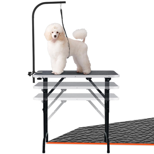 LEIBOU 36-inch Height Adjustable(23''~33.8'') and Foldable Pet Dog Grooming Table with Grooming Arm & Noose for Dog Cat Pet Grooming Maximum Capacity Up to 260lbs