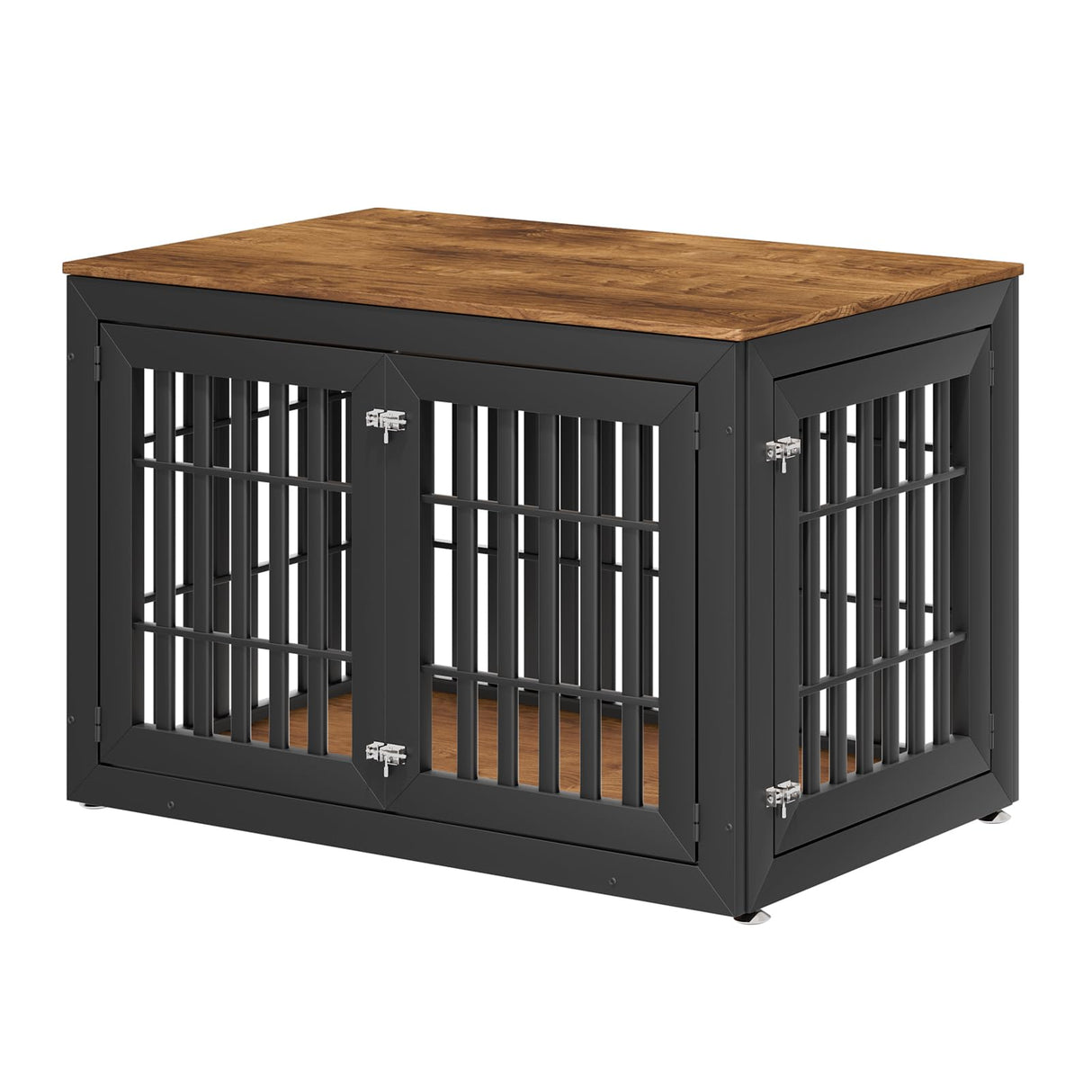 Snuowu 48" Heavy Duty Dog Crate Furniture for Small,Medium and Large Dogs,Rustic Wooden Dog Cage Kennel Indoor Furniture with Waterproof Top,Decorative Pet House Side End Table (Black & Wood) Snuowu