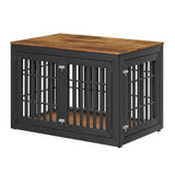 Snuowu 48" Heavy Duty Dog Crate Furniture for Small,Medium and Large Dogs,Rustic Wooden Dog Cage Kennel Indoor Furniture with Waterproof Top,Decorative Pet House Side End Table (Black & Wood) Snuowu