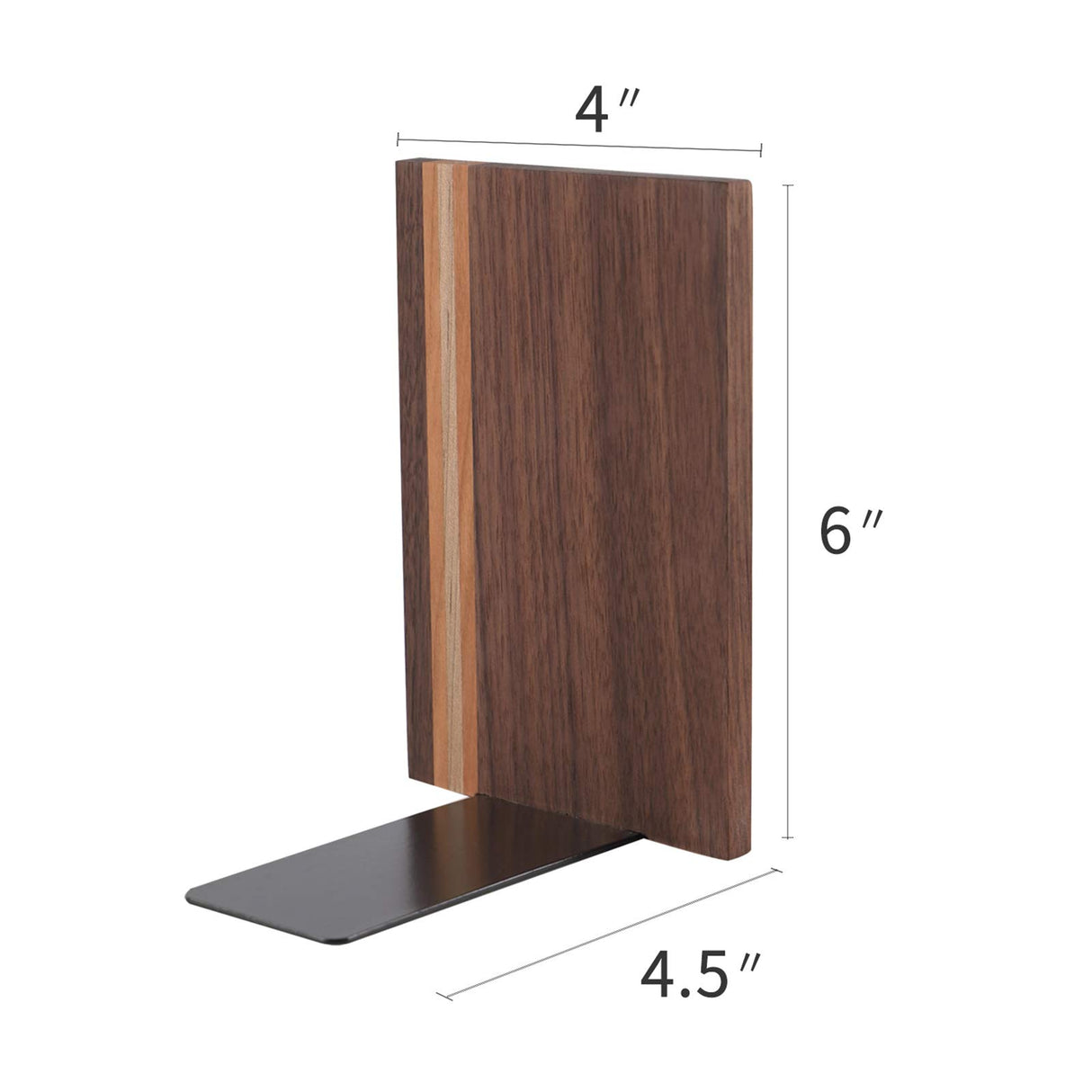 Muso Wood Artist Bookends, Decorative Bookshelf Book Ends Heavy Duty Bookends Desktop Organize Books Wooden Book Ends for Home Office Kitchen 6"x4" Walnut 4pcs muso wood