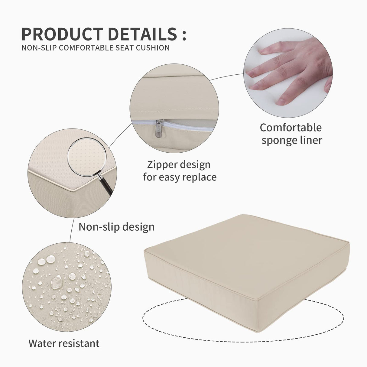 Valita Outdoor Furniture Replacement Cushions, Fits 6-seat Sectional Rattan Conversation Set, 14-Piece Patio Water-Resistant Replacement Sofa Cushions, Liner&Cover (Khaki) Valita