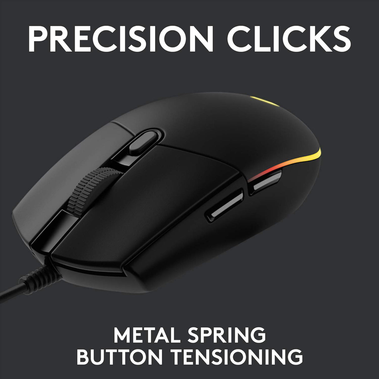 Logitech G203 Wired Gaming Mouse, 8,000 DPI, Rainbow Optical Effect LIGHTSYNC RGB, 6 Programmable Buttons, On-Board Memory, Screen Mapping, PC/Mac Computer and Laptop Compatible - Black Logitech G