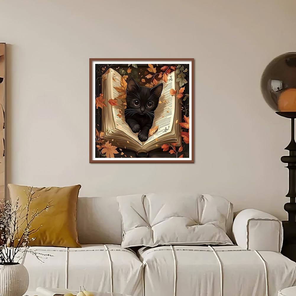 Kulvci Black Cat Diamond Painting Kits for Adults, Diamond Art Kits for Beginners, 5D DIY Full Drill Gem Craft for Home Decor Gift 12x12inch Kulvci