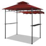 CHARMELEON Double Tiered Grill Gazebo 8X 5, Outdoor BBQ Patio Canopy Tent with Stretchable Side Awning (Burgundy) CHARMELEON
