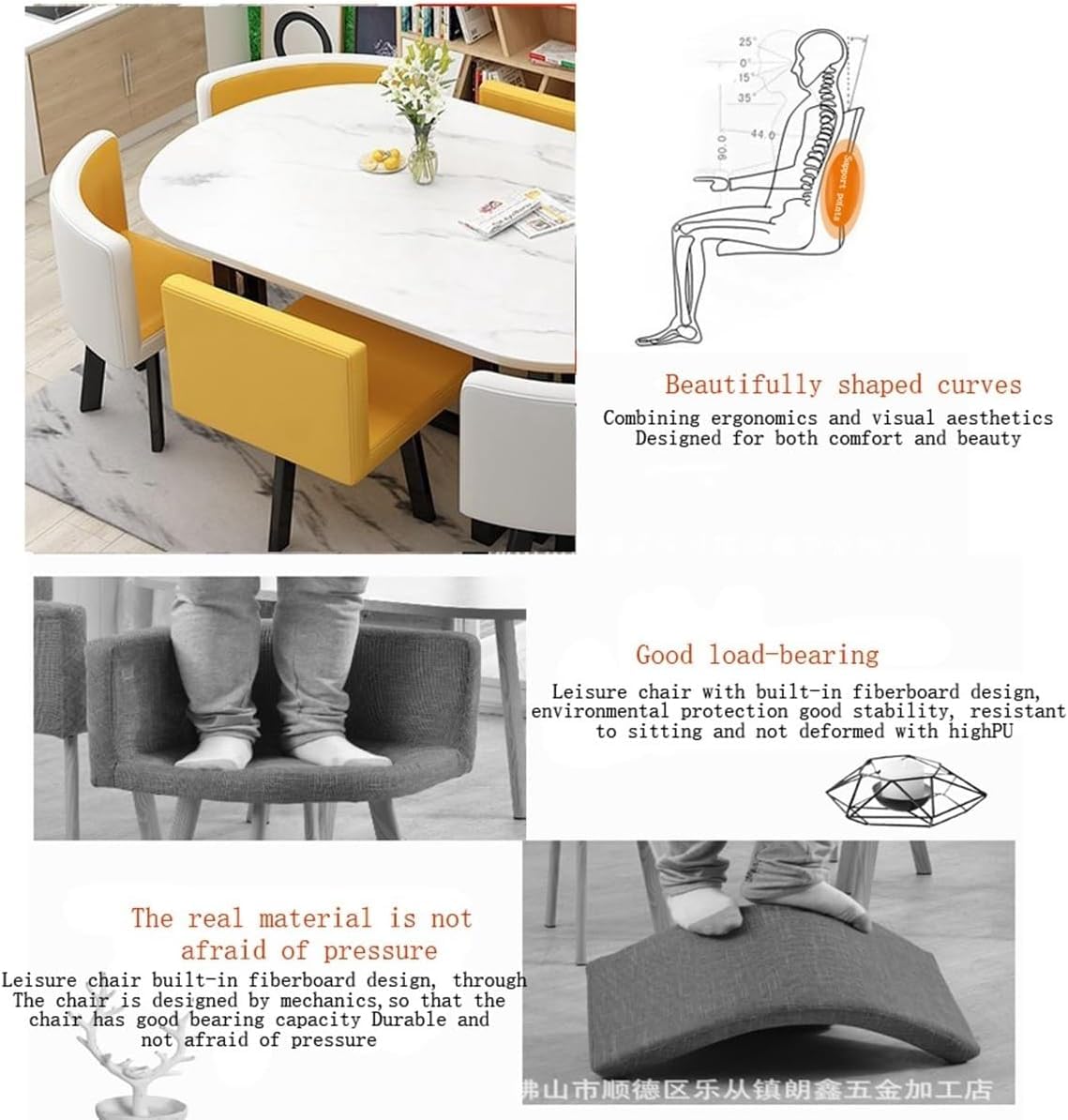 TISTIK Oval Conference Dining Table and 6 Chairs Pu Seat Surface, Wooden Table Top and Metal Frame Business Office Reception Table Set TISTIK