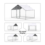 Chicken Coop Large Metal Chicken Run for Yard Chicken Pen/Cage Outdoor Walk-in Chicken House Heavy Duty Poultry Cage with Waterproof and Anti-UV Cover for Farm Use WoodArtSupply