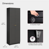 Metal Storage Cabinet with Doors, Black Bookshelf with Adjustable Shelves, Garage Storage Cabinet, 5 Tier File Cabinets, Tall Bookshelf Enclosed Bookcase for Home Office, Living Room, Library Generic