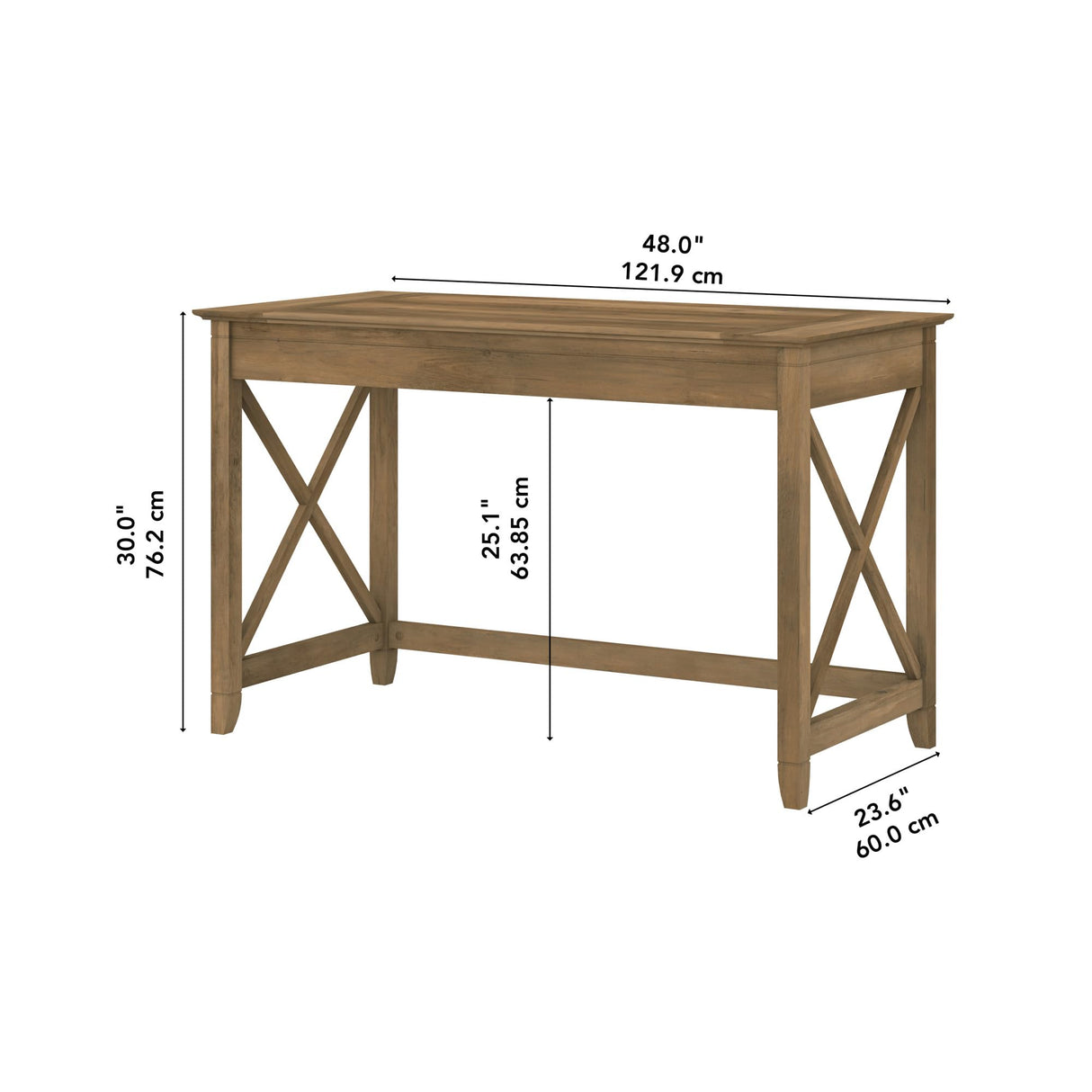 Bush Furniture Key West 48W Writing Desk in Reclaimed Pine Bush Business Furniture