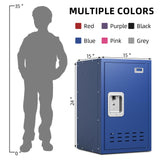 BUTISOW Metal Locker, Lockable Storage Cabinet With Shelf, 24" H Organizer for Kids Bedroom, School, Office, Playroom, Daycare, Garage (Blue) BUTISOW