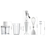 Immersion Hand Blender, UTALENT 5-in-1 8-Speed Immersion Blender with 500ml Food Grinder, 600ml Container,Milk Frother,Egg Whisk,Puree Infant Food, Smoothies, Sauces and Soups - White UTALENT