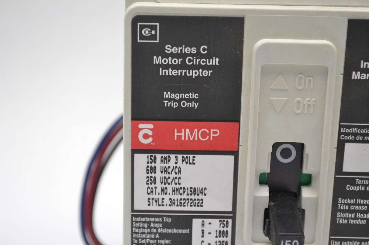 Eaton HMCP150U4C Circuit Breaker,150A,3P,600VAC,HMCP Eaton