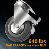 POWERTEC 3 Inch Swivel Caster Wheels Set of 4 with Brake & 640 lbs Loads, Heavy Duty Plate Casters, Dual Locking Rubber Castor Wheels for Furniture, Cart, Dolly and Workbenches (17023-P4V) POWERTEC