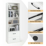 LOKO Modern 74-Inch Tall Bookcase with 2 Drawers & 4 Open Shelves in White LOKO