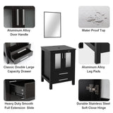 eclife 24" Modern Bathroom Vanity Sink Combo Black Stand Cabinet with Blue Boat Tempered Glass Vessel Sink & Water Save Faucet & Pop Up Drain (A29BU) eclife