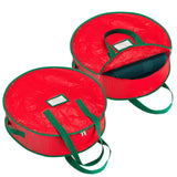 Handy Laundry Wreath Storage Bag 24" - 2 Pack Durable Waterproof Tarp Material with Zipper & Reinforced Handles - For Holiday Décor, Tires, Wheels, Garage or Moving Organization (Red) Handy Laundry