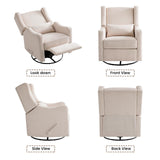 Harkawon Wingback Glider Rocking Recliner, Swivel Rocker Recliner Chair, Nursery Rocking Chair, Fabric Chair with Lumber Support, High Back, Deep Seat, for Living Room, Bedroom, Beige Harkawon