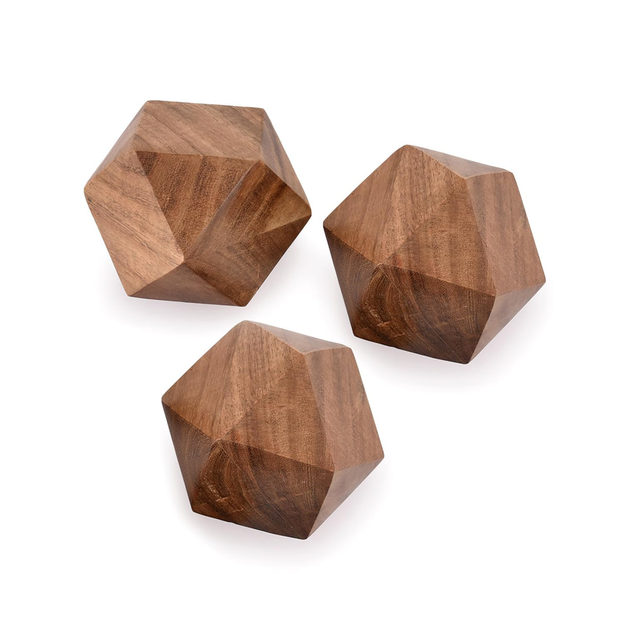 NIRMAN Acacia Wood Decorative Wood Ball for Centerpiece or Individual Use Ideal for Use in Living, Dining Room, Coffee Table Centerpiece Home Décor (3" x 3" x 3"), (Set of 3) NIRMAN
