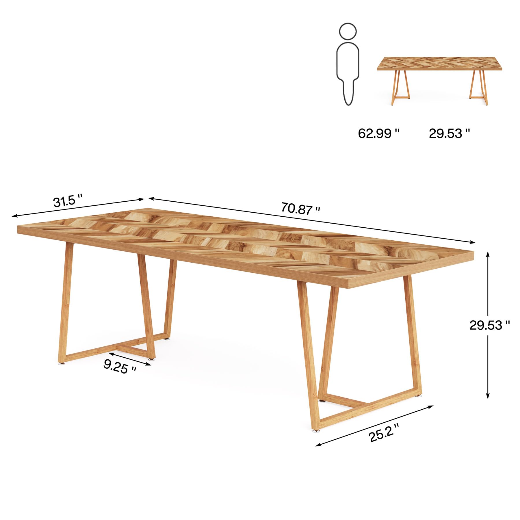 Tribesigns 70.8 Inch Executive Desk, Large Computer Desk Workstation Table, Modern Large Office Desks Small Conference Table Business Furniture for Home Office, Walnut - WoodArtSupply