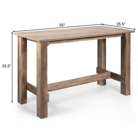 SILKYDRY Counter Height Table, 55’’ L x 25.5’’ W x 35.5’’ H Wood Bar Table, Rectangular Rustic Dining Table for 4-6 Individuals, Farmhouse Kitchen Table for Pub, Cafe, Bistro SILKYDRY