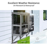 beeNbkks 2 Tiers Bug Proof Cat Catio, Window Cat House with Metal Mesh, Outdoor Enclosure for Indoor Pets, Expandable Wooden Perch, Safe Comfortable Haven for Pets, Keep Bugs Insects Out beeNbkks