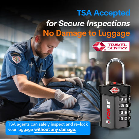 Forge Travel Lock,TSA Approved Luggage Locks for Air Travel, Gym Lockers, School Lockers, Pelican Cases, Gun Case, Easy Read Dials, Durable Alloy Body Forge
