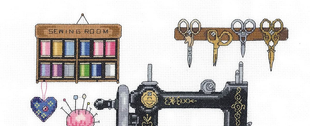Janlynn 14 Count Antique Sewing Room Cross Stitch Kit, 12 by 12-Inch Janlynn