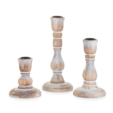 NUPTIO Taper Candle Holders Wood: Set of 3 Rustic Wooden Candlestick Holder - Vintage Candles Stick Tapered Holder for Wedding Birthday Party Holiday Christmas Home Table Decor NUPTIO