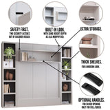 Oakland Living Easy-Lift Queen Murphy Wall Bed in Grey with Two Bookshelves Oakland Living