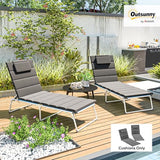 Outsunny Outdoor Lounge Chair Cushion Set of 2, 80" x 26" UPF50+ 230gsm Olefin and 25D High-Density Foam, Foldable Patio Chaise Lounge Cushion Set, Fade Resistant for Lawn Pool, Dark Gray