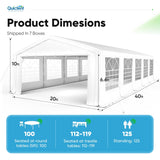 Quictent 20x40ft Party Tent Heavy Duty Outdoor Wedding Event Shelters Upgraded Galvanized Canopy Commercial Tent with Removable Sidewalls & 7 Storage Bags Quictent