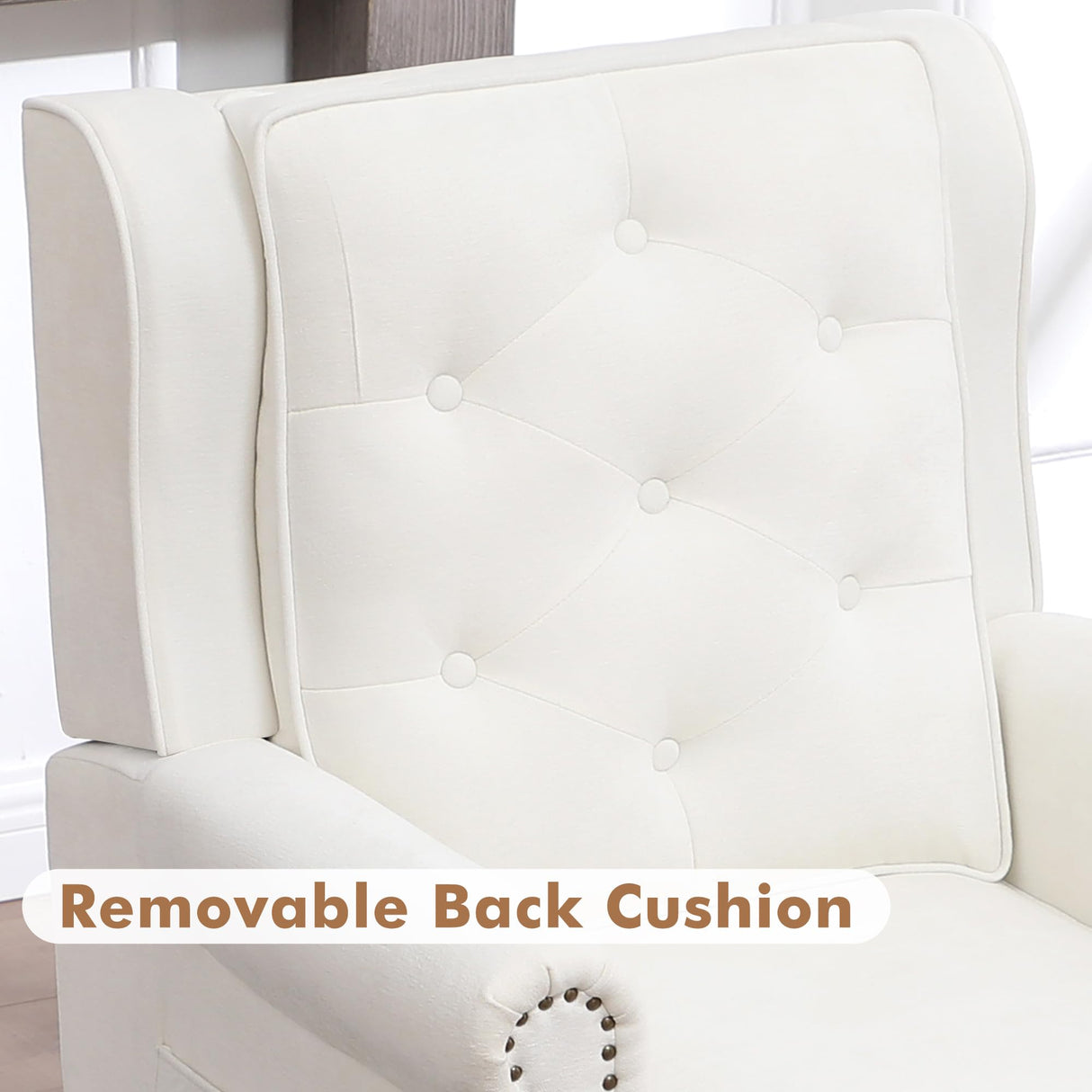 Modern Accent Chair Set of 2, Wingback Living Room Chairs with High Back, Accent Upholstered Armchair with Vintage Legs, Comfy Sofa Chair Accent Chairs Set for Bedroom Home Office Reading White choairy