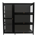 Blisiour Display Cabinet with Acrylic Doors, Display Curio Cabinet with 3+4 Shelves for Collectibles Figures, Black Bamboo Storage Display Case Clear Showcase for Home Office Living Room Gaming Room Blisiour