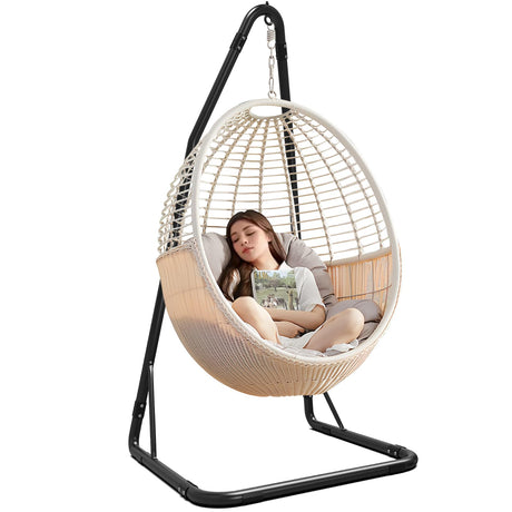 C Hammock Chair Stand, Heavy Duty Hanging Chair Stand Only, Solid Steel Structure Swing Stand with Hook, 300lbs Hammock Chair Stand Only, Hammock Stand Only for Indoor/Outdoor Patio Yard（Stand Only） SkylarkJoy