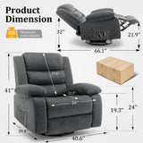 Korser Recliner Chair, Wide Rocker Chair, Rocking Chair with Massage and Heat,360°Swivel Nursery Rocking Chairs, Oversized Recliner for Adults, Cashmere Reclining Sofa for Living Room, Grey Korser
