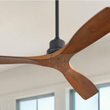 Sofucor 52 Inch Ceiling Fan No Light Outdoor Ceiling Fan Remote Controlled 3 Carved Wood Fan Blades Reversible DC Motor Ceiling Fan Without Light for Farmhouse Modern Style Sofucor