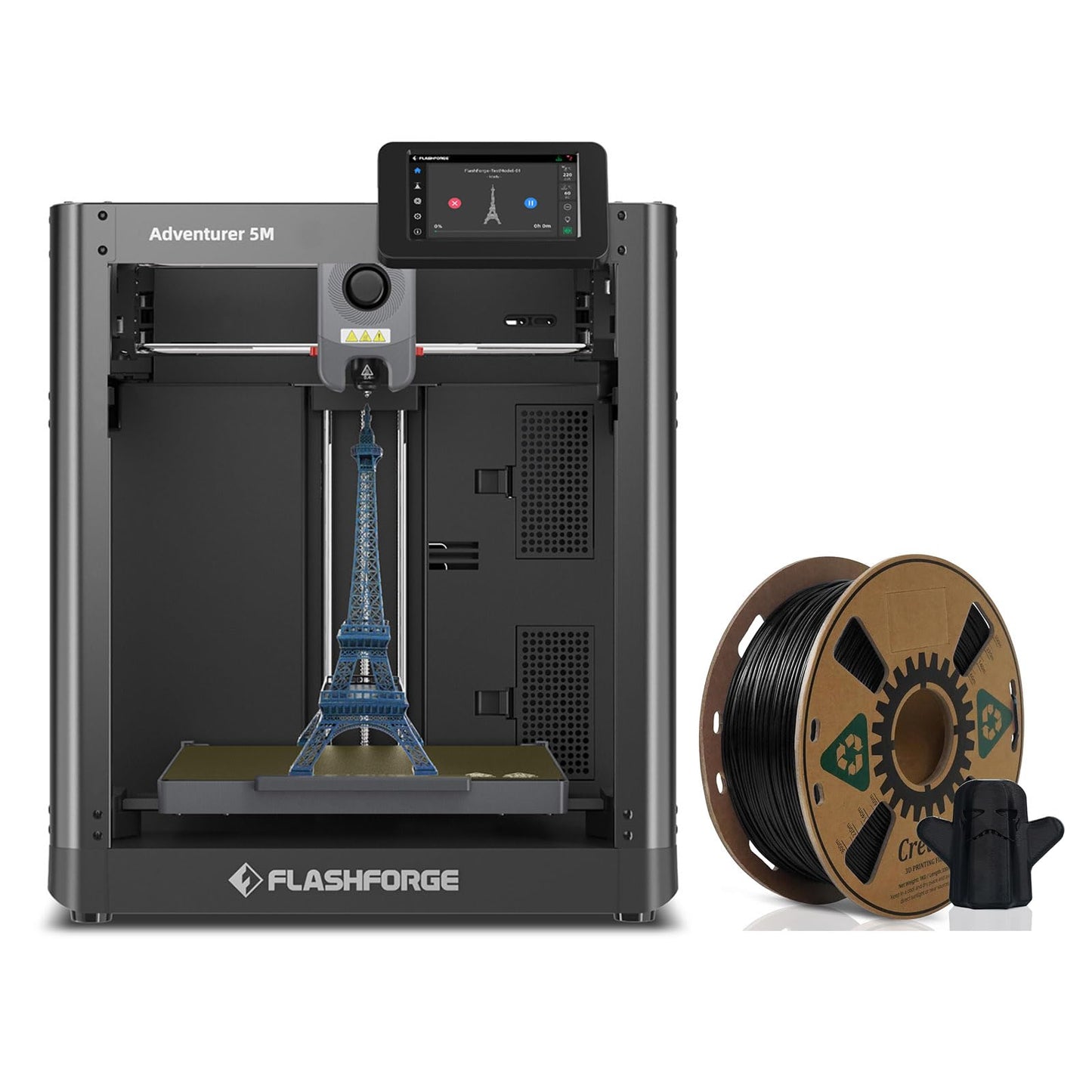 FLASHFORGE Adventurer 5M 3D Printer with Extra 1KG HS PETG Black Filament - WoodArtSupply