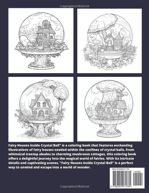 Fairy Houses inside Crystal Ball Coloring Book for Adults: Whimsical Fantasy Mystical World Intricate Designs Magical Nature Illustrations for Relaxation, Mindfulness and Stress- relief WoodArtSupply