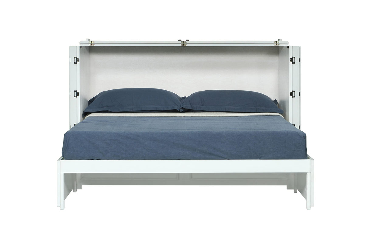 Mega Solutions Emurphybed Paradiseo Murphy Cabinet Chest Bed with Charging Station 8 Inch, Queen (White) Mega Solutions