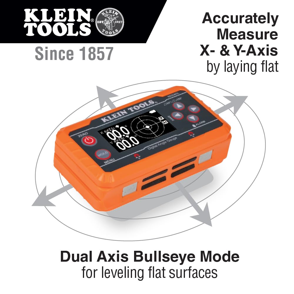 Klein Tools 935DAGL Digital Level Angle Finder with Programmable Angles, Measures 0 - 90 and 0 - 180 Degree or Dual Axis Bullseye Ranges Klein Tools