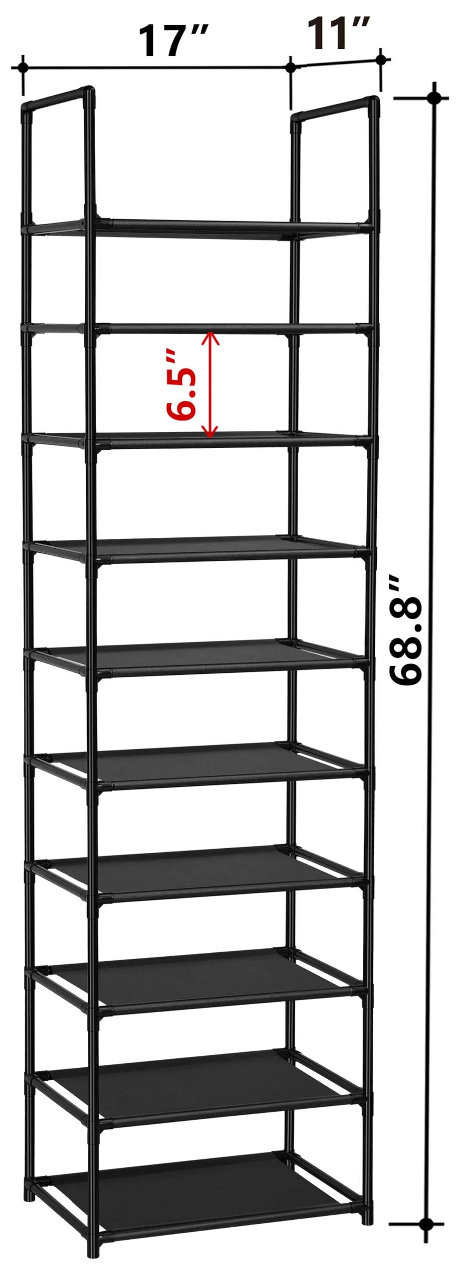 FIDUCIAL HOME 10 Tiers Shoe Rack 20-25 Pairs Sturdy Shoe Shelf FIDUCIAL HOME