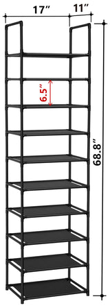 FIDUCIAL HOME 10 Tiers Shoe Rack 20-25 Pairs Sturdy Shoe Shelf FIDUCIAL HOME