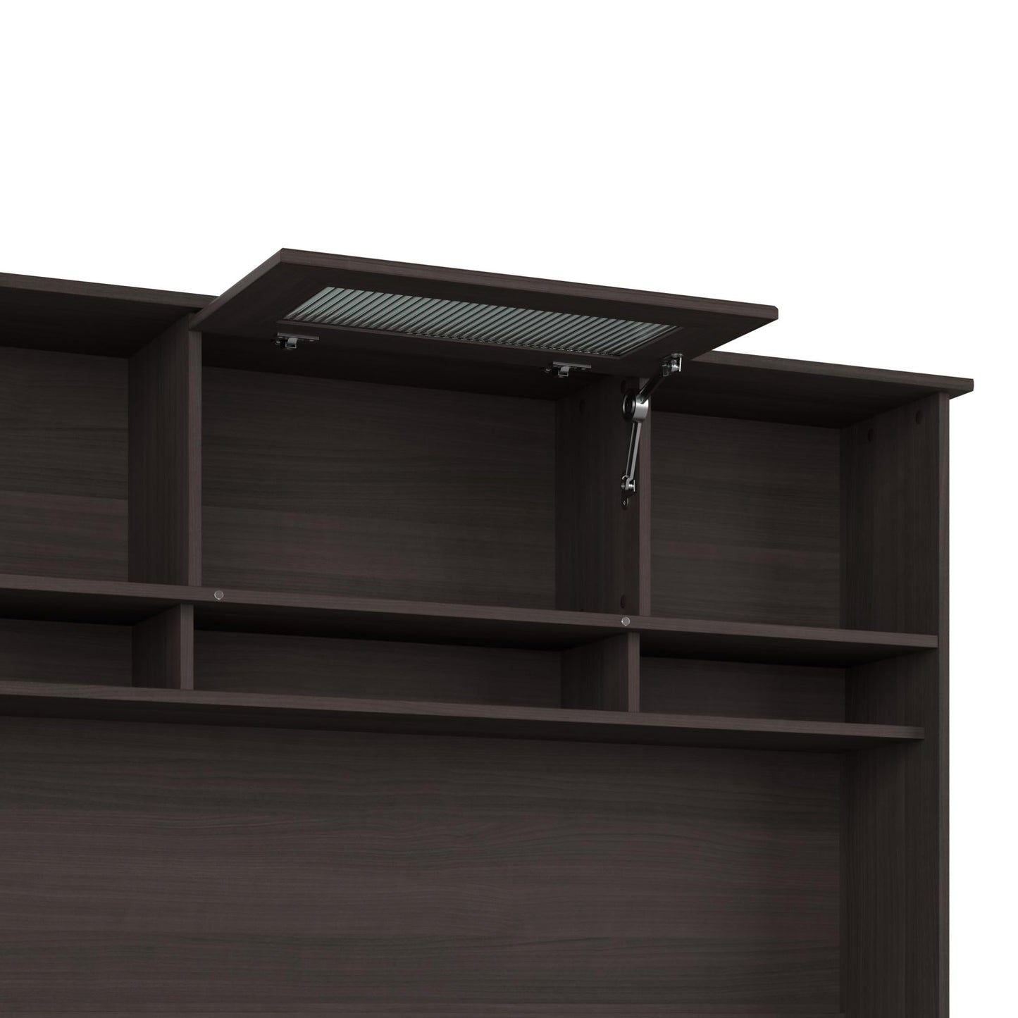 Bush Furniture Cabot 60W Desk Hutch with Shelves and Cabinet in Heather Gray - WoodArtSupply