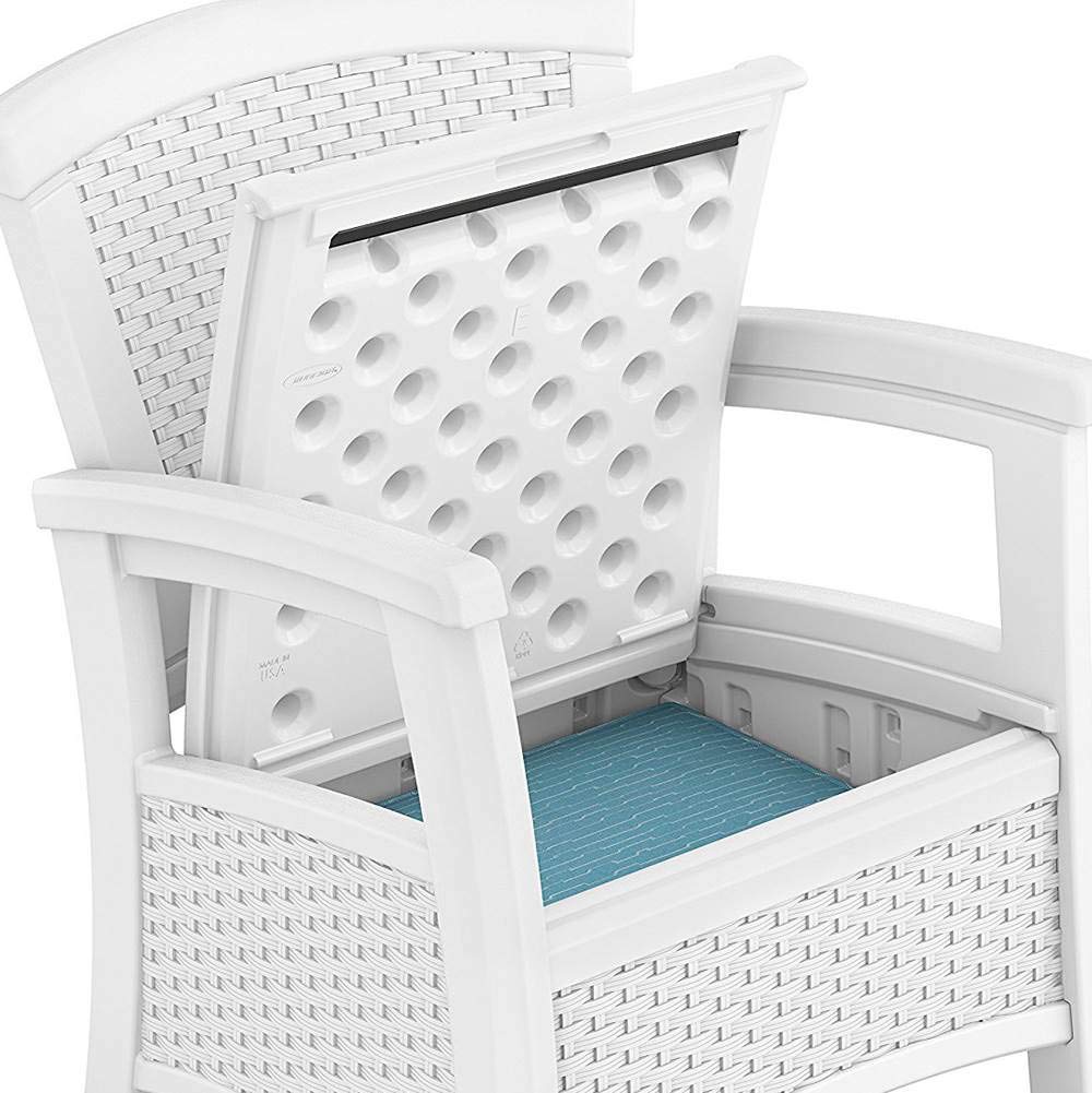 Suncast Elements Club Chair with Storage - Lightweight, Resin, All-Weather Chair - Built-in Storage for up to 11 lbs. - White Suncast