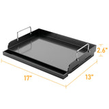 Utheer 17" x 13" Nano-Ceramic Nonstick Griddle for Gas & Charcoal Grills – Universal Flat Top Griddle with Grease Groove/Reinforced Ridges/High Sidewalls, Perfect for Healthy Cooking,Parties & Camping Utheer