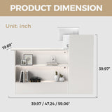 Anzhap Reception Desk with Counter - Front Desk Reception Counter with Hidden Cable Management, Lockable Drawer and Storage Cabinet for Salon,Office,Lobby,Cashier (White+Natural/Right,59"L*19"W*39"H) Anzhap