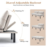 Edbuosy Comfortable Futon Sofa Bed, Memory Foam Loveseat, Convertible Adjustable Sofa Bed CouchSuitable for Office, Home, and Bedroom (White) Edbuosy